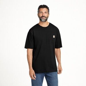 Carhartt Men’s Black Pocket T-Shirt | Classic Workwear Tee | Loose Fit | XL